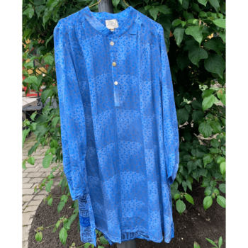 Smuk blå skjortekjole i silke